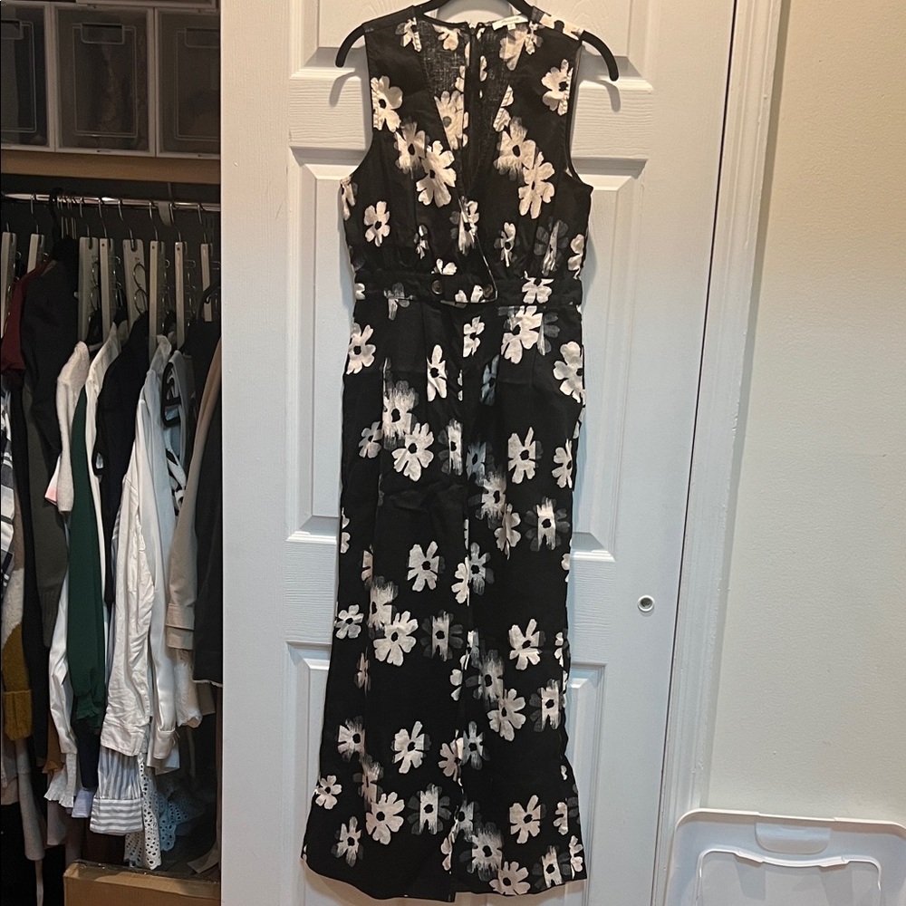 Madewell Black and White Floral Jumpsuit